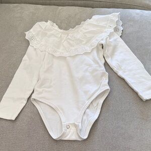 White Ruffled Kids One Piece